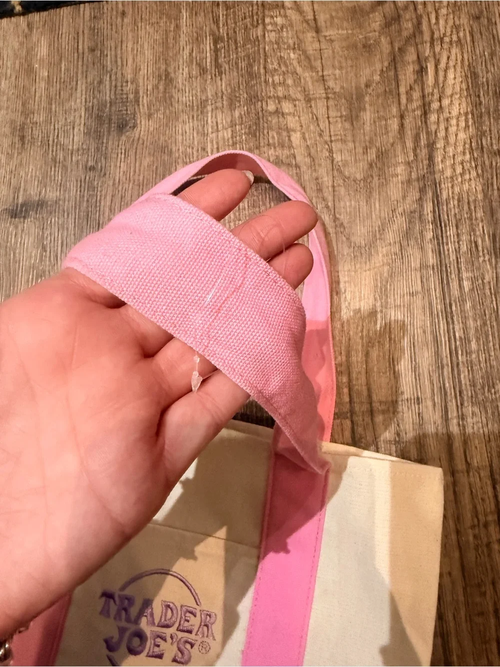 Trader Joe’s Pink & Cream mini  Canvas Tote bag